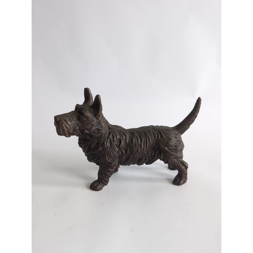 Vtg Scottish Terrier Dog Figurine Bronze Signed Jennings Brothers Westie